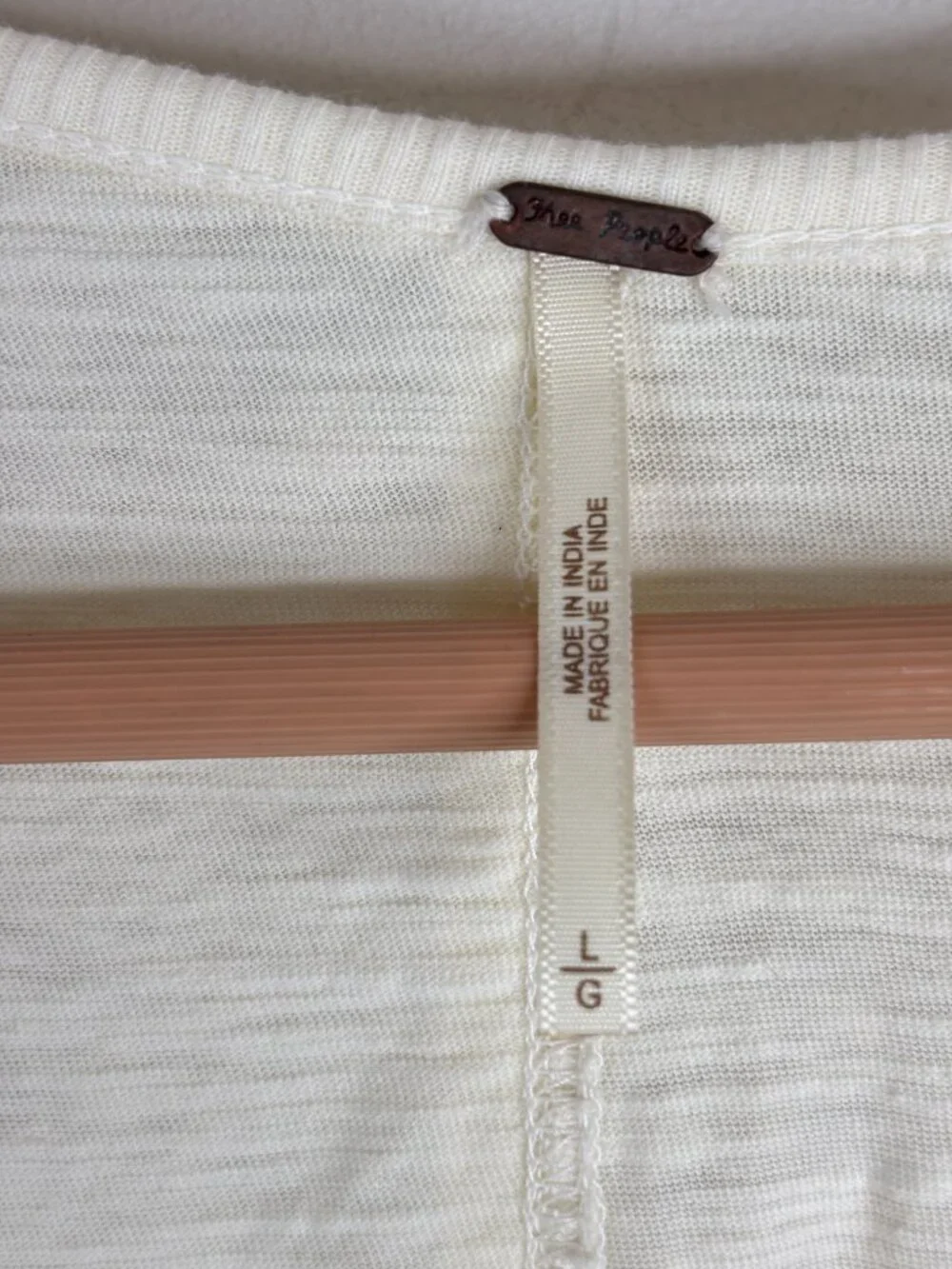 Free People Cream Crochet Lace Up Henley L Boho Y2K Cottage Long Sleeve Western